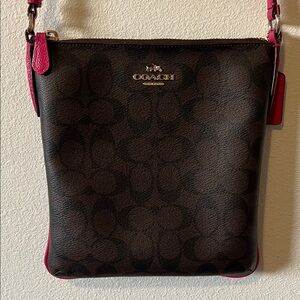 Coach Dark Brown and Pink Crossbody Bag